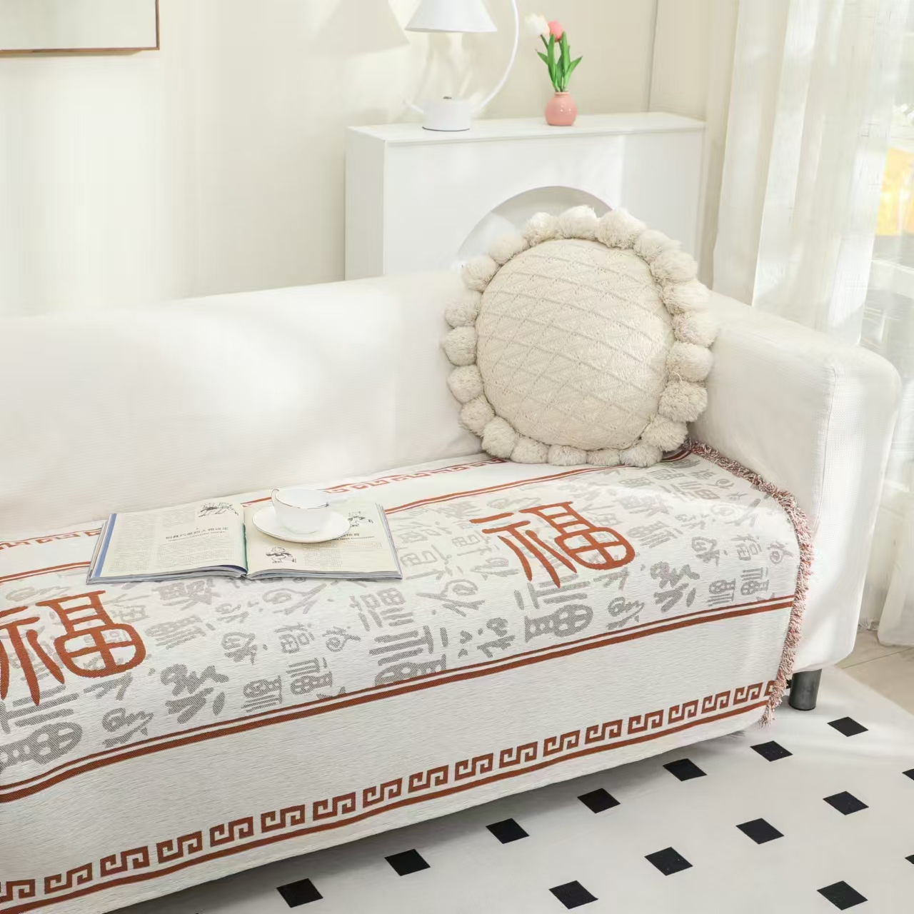 【沙发巾-隆福】90*200cm亲肤多功能可爱加厚沙发巾