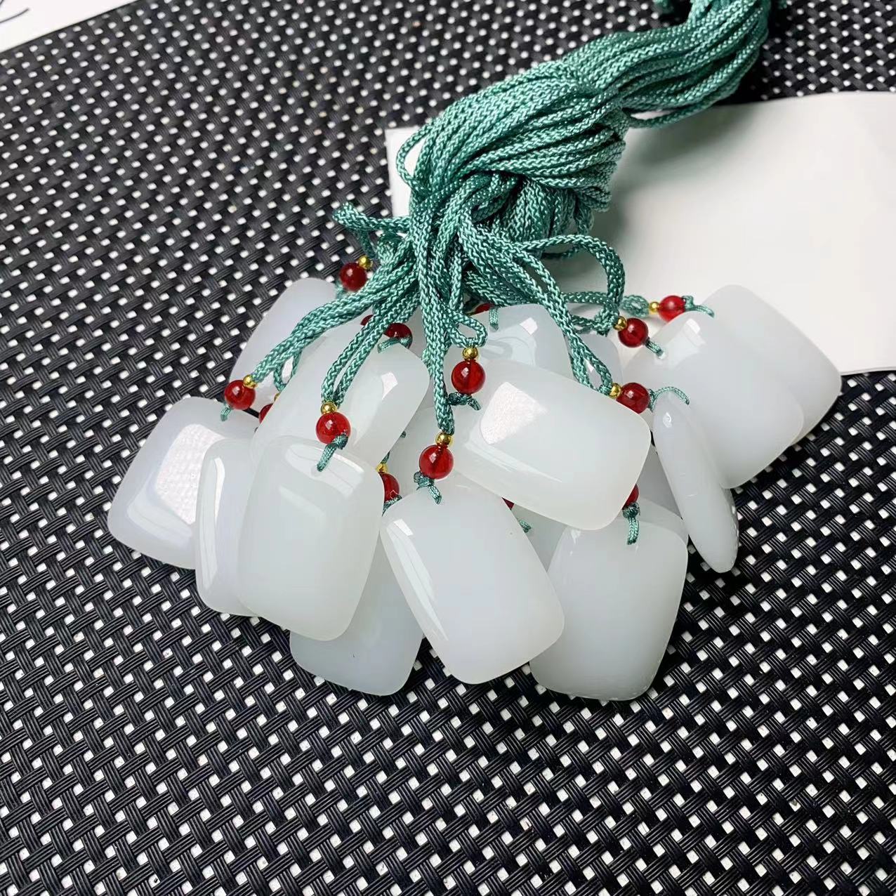 [石矿]A1137羊白方牌项链设计轻奢时尚手链手串项链