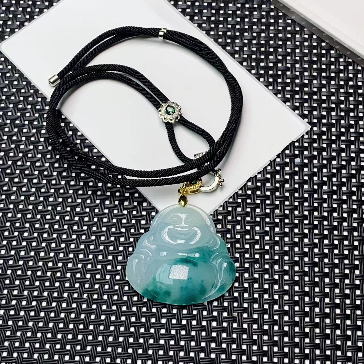 [石矿]A1055绿花佛公项链吊坠设计轻奢时尚手链手串项链