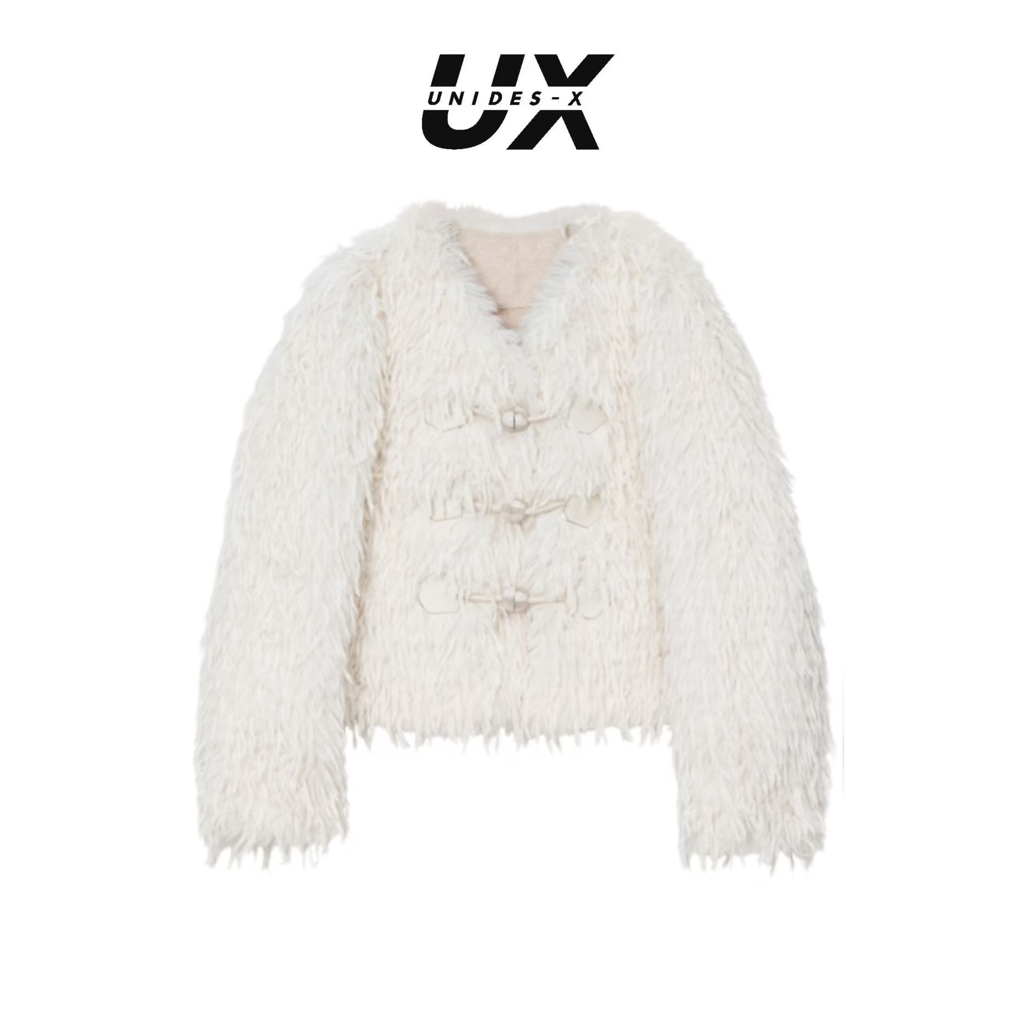 UX设计感长毛外套通勤运动时尚休闲小香风气质白色轻奢短款设计师