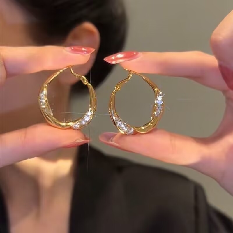 铜合金耳饰 设计感金属圈圈耳环2023年新款简约百搭高级感耳饰女