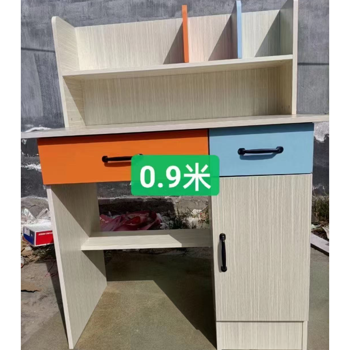 书桌 学习桌 白色 带书架