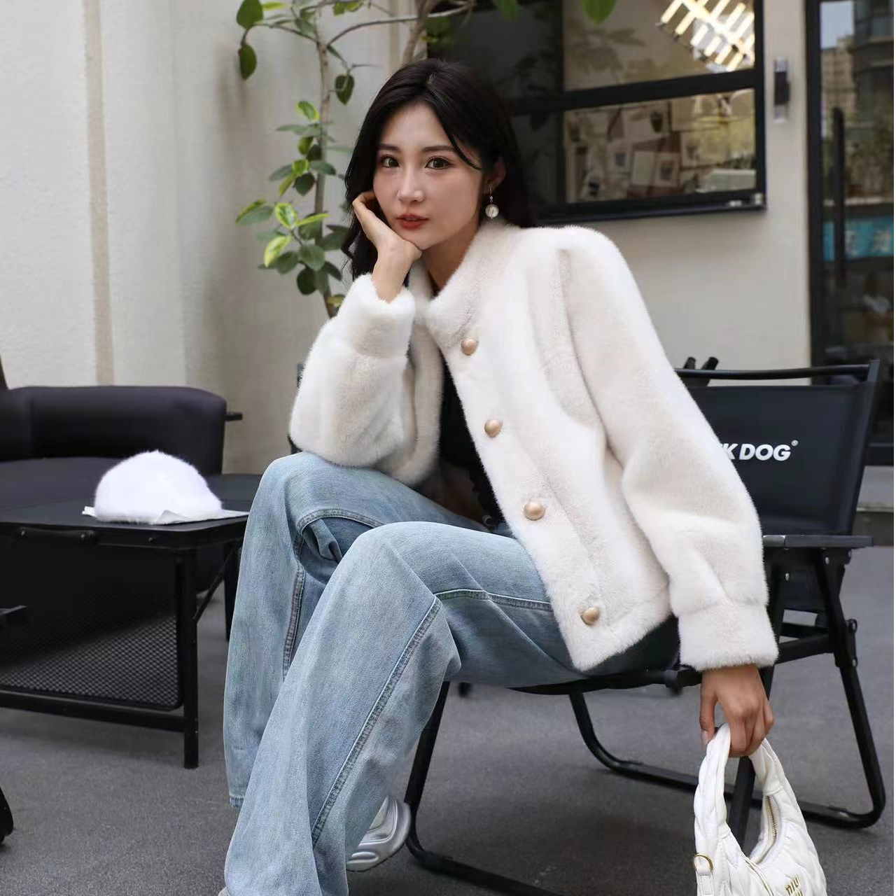 2025短款欧貂绒立领时尚气质（纽扣小款）外套小香风网红百搭休闲