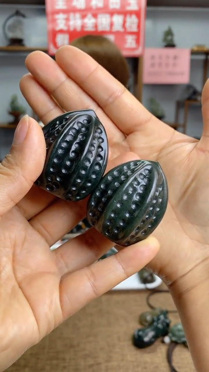 【闪购商品】和田玉颈饰未镶嵌且末蓝核桃（1对）210+