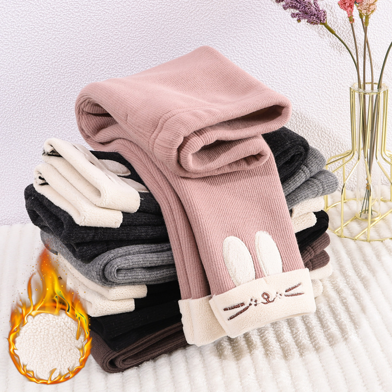 女童薄绒打底裤冬款中厚新款小童加绒加厚保暖裤外穿长裤儿童冬季