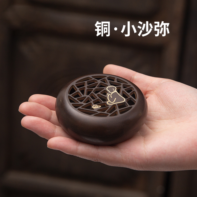 复古黄铜香炉盘香炉家用室内线香熏香炉香薰炉檀香盘香炉仿古摆件