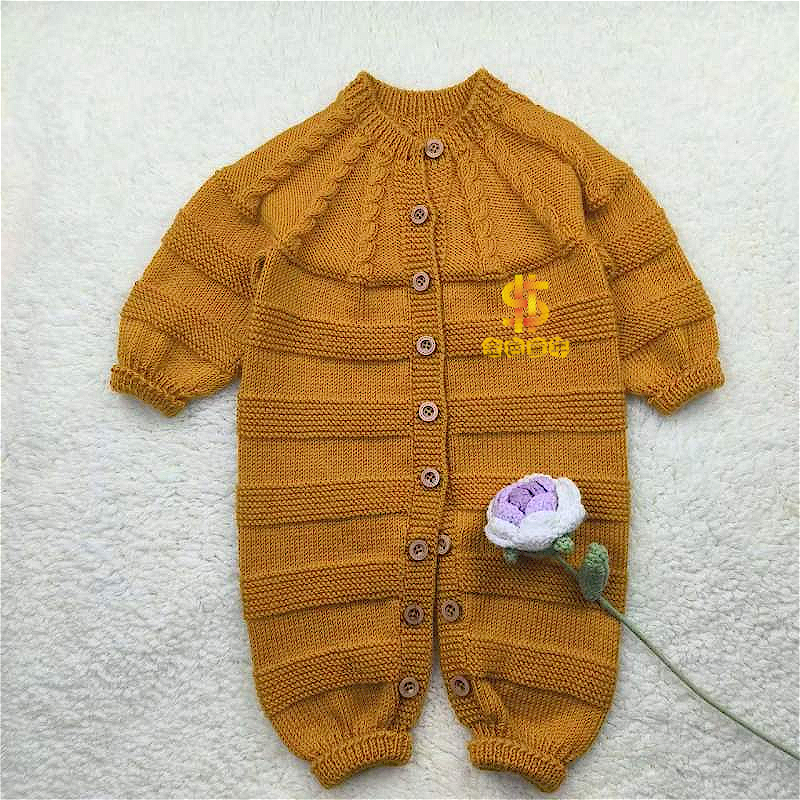 非成品：萌娃柔软婴幼儿毛线爬爬服手工编织材料包赠工具、视频教程