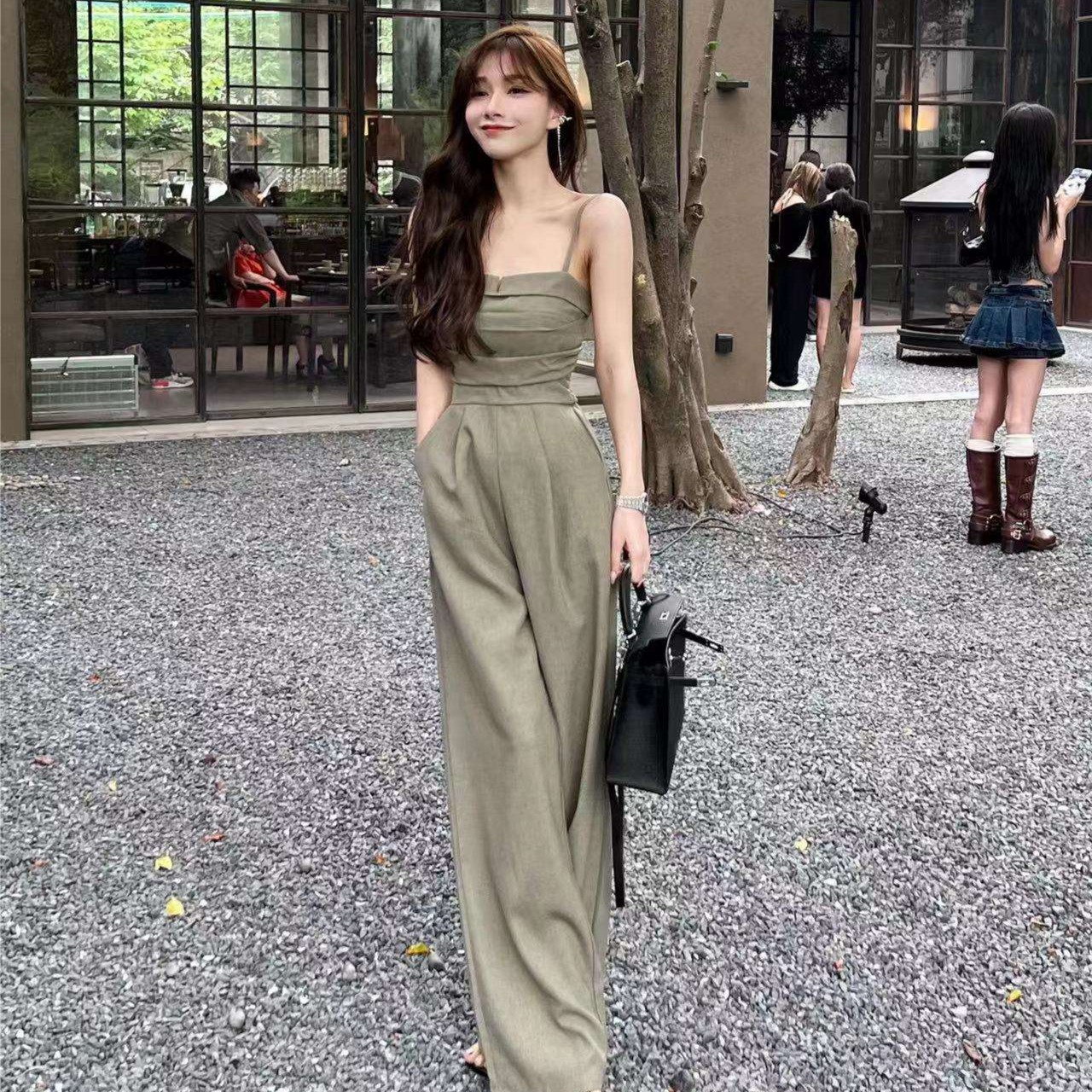 《现货特价》时尚长腿连体裤（裤长128）（2830#）百搭夏季阔腿显瘦薄款