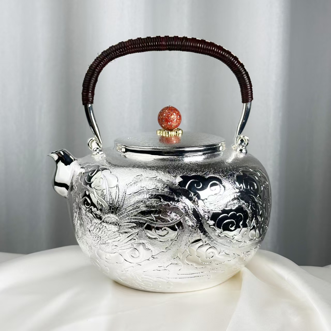 -手工龙凤呈祥999泡茶提梁壶可电陶炉烧水煮壶