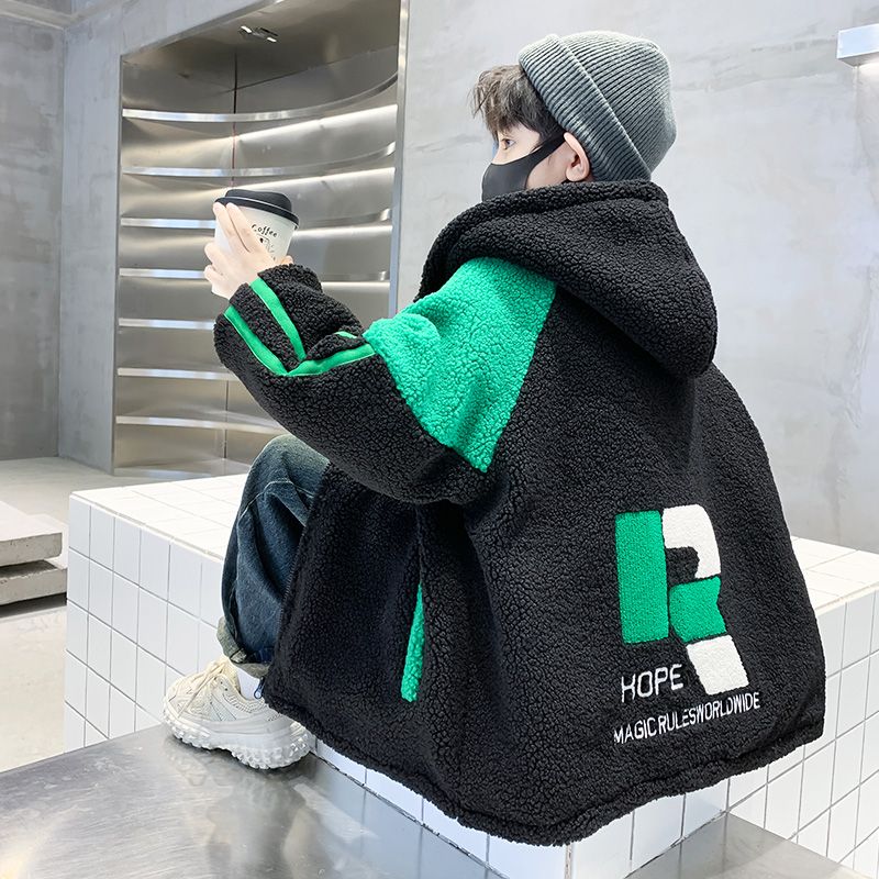 男童外套秋冬装新款洋气中大儿童冬季夹加厚男孩帅酷毛毛衣