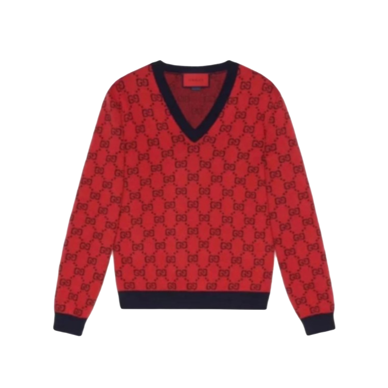 全新未使用  小花汤汤/P204297459/GUCCI GG logo 毛衣 红色