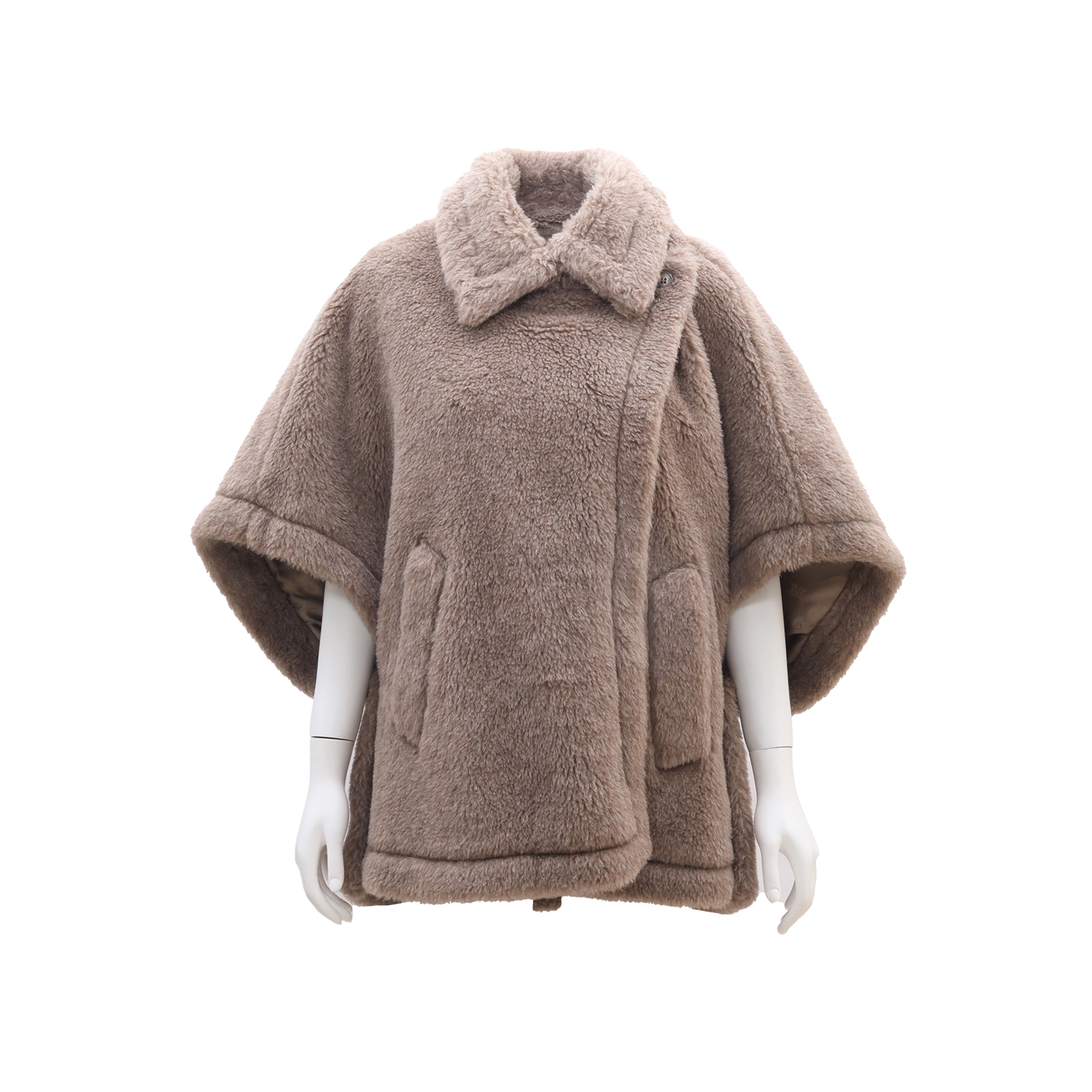 全新未使用  小花汤汤/TP027257/ MaxMara 浅咖色纯色翻领斗篷