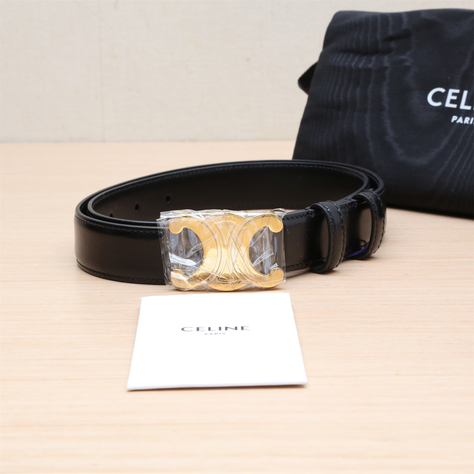 全新未使用  小花汤汤/P204200219/CELINE 凯旋门 光面牛皮 腰带
