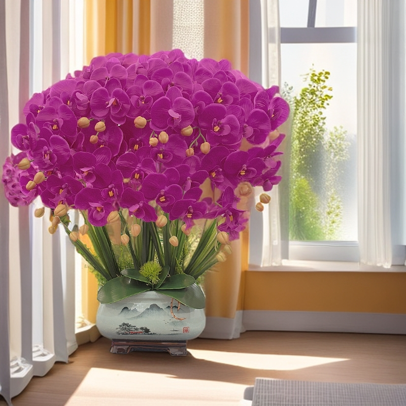 <红炉点雪>超大蝴蝶兰保湿仿真花客厅 酒店 办公室 前台装饰摆件