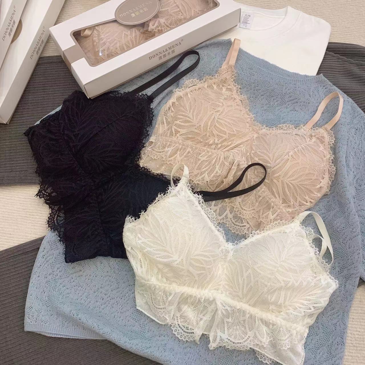 七言家  巨好穿百搭蕾丝睫毛美背时尚不跑杯