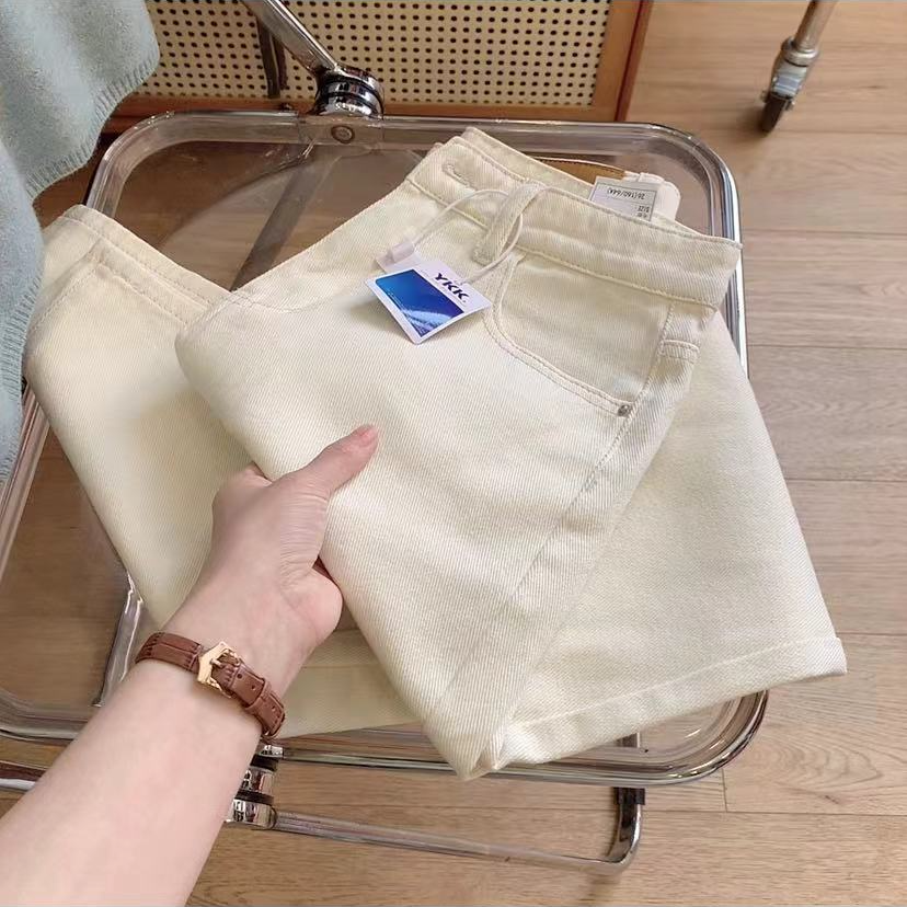 七言家人生白牛！  珍珠米白直筒窄版牛仔裤