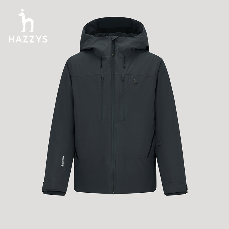 Hazzys哈吉斯冬季时尚男士舒适连帽休闲鸭绒羽绒服工装外套户外