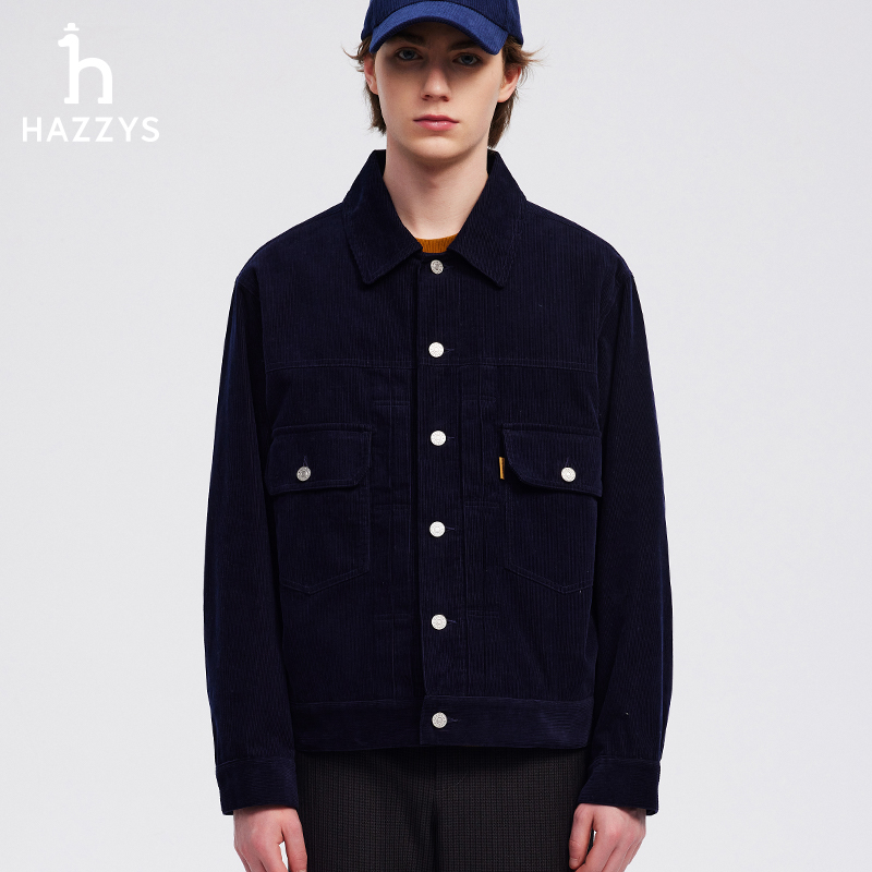 【秀场同款】Hazzys哈吉斯秋季男士灯芯绒休闲长袖夹克雅丹风时尚