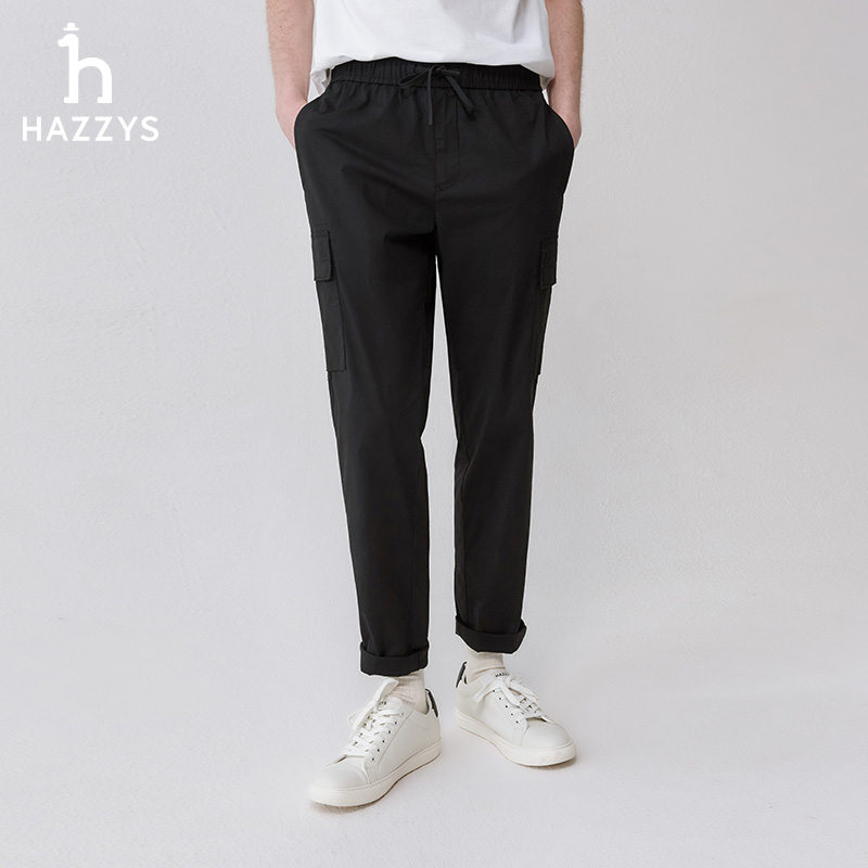 Hazzys哈吉斯春夏季薄款男士休闲裤锥形裤时尚运动宽松长裤子