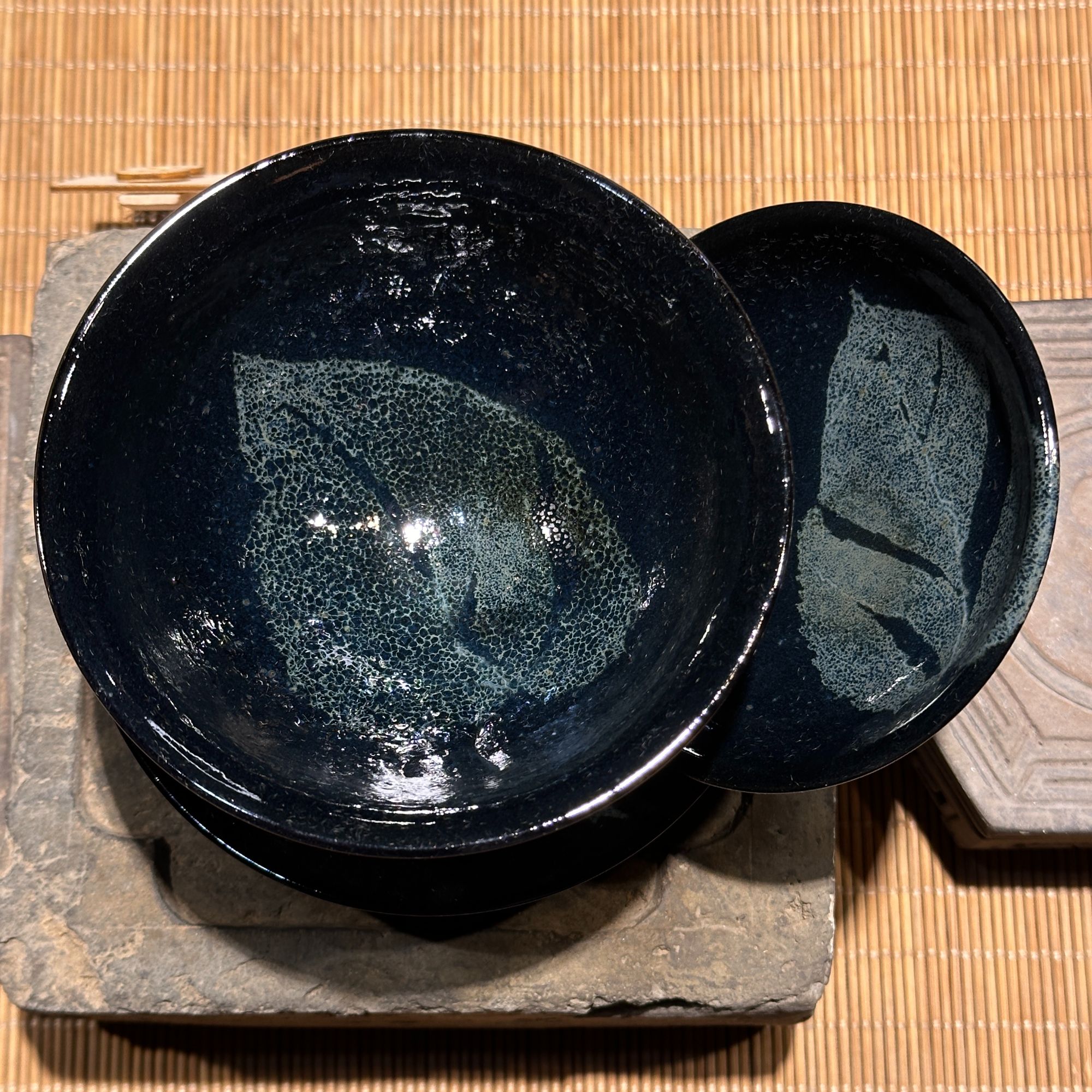 平阳窑非遗手作三才黑釉木叶盖碗