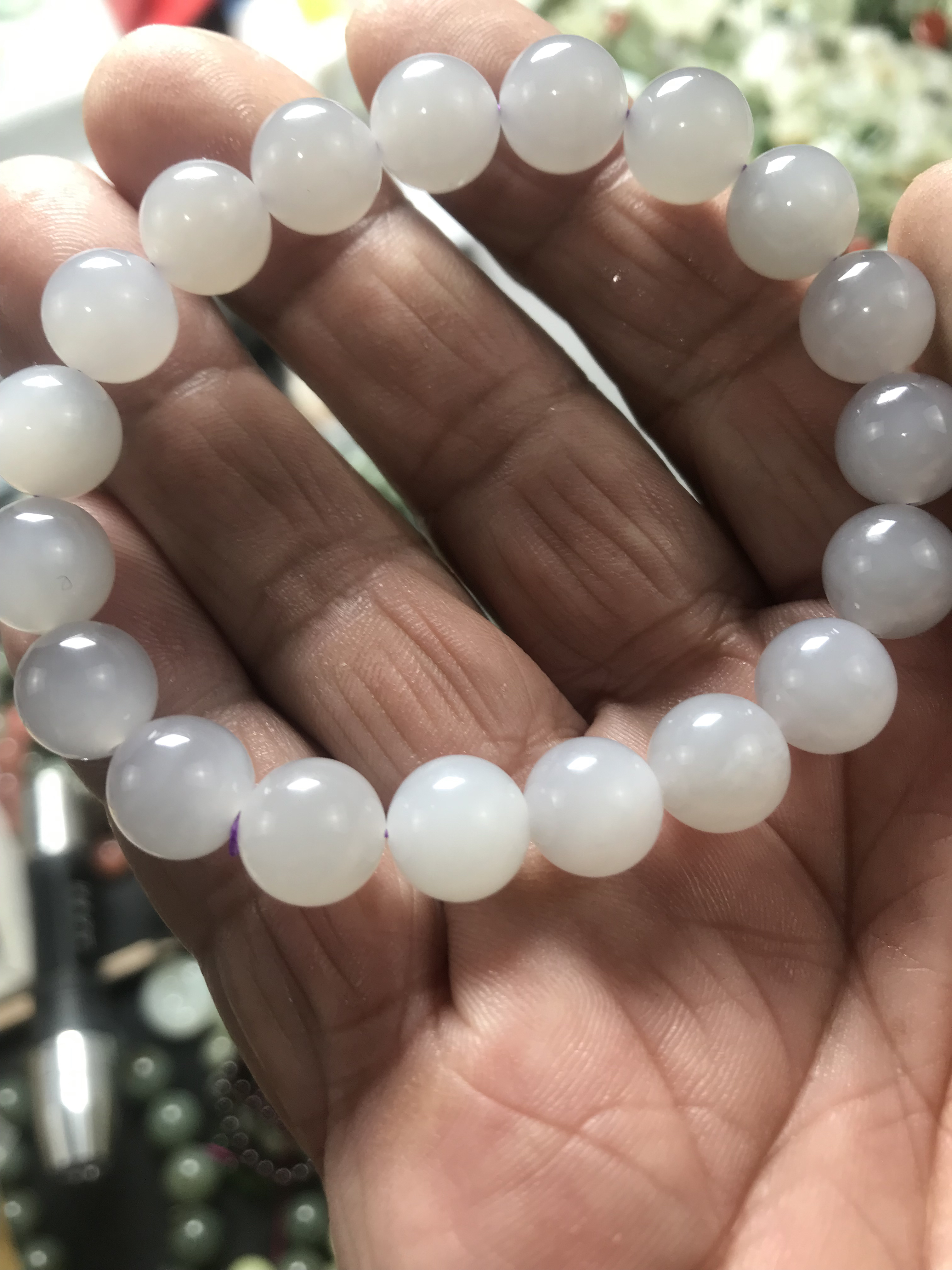 正品和田玉青海料烟紫手链