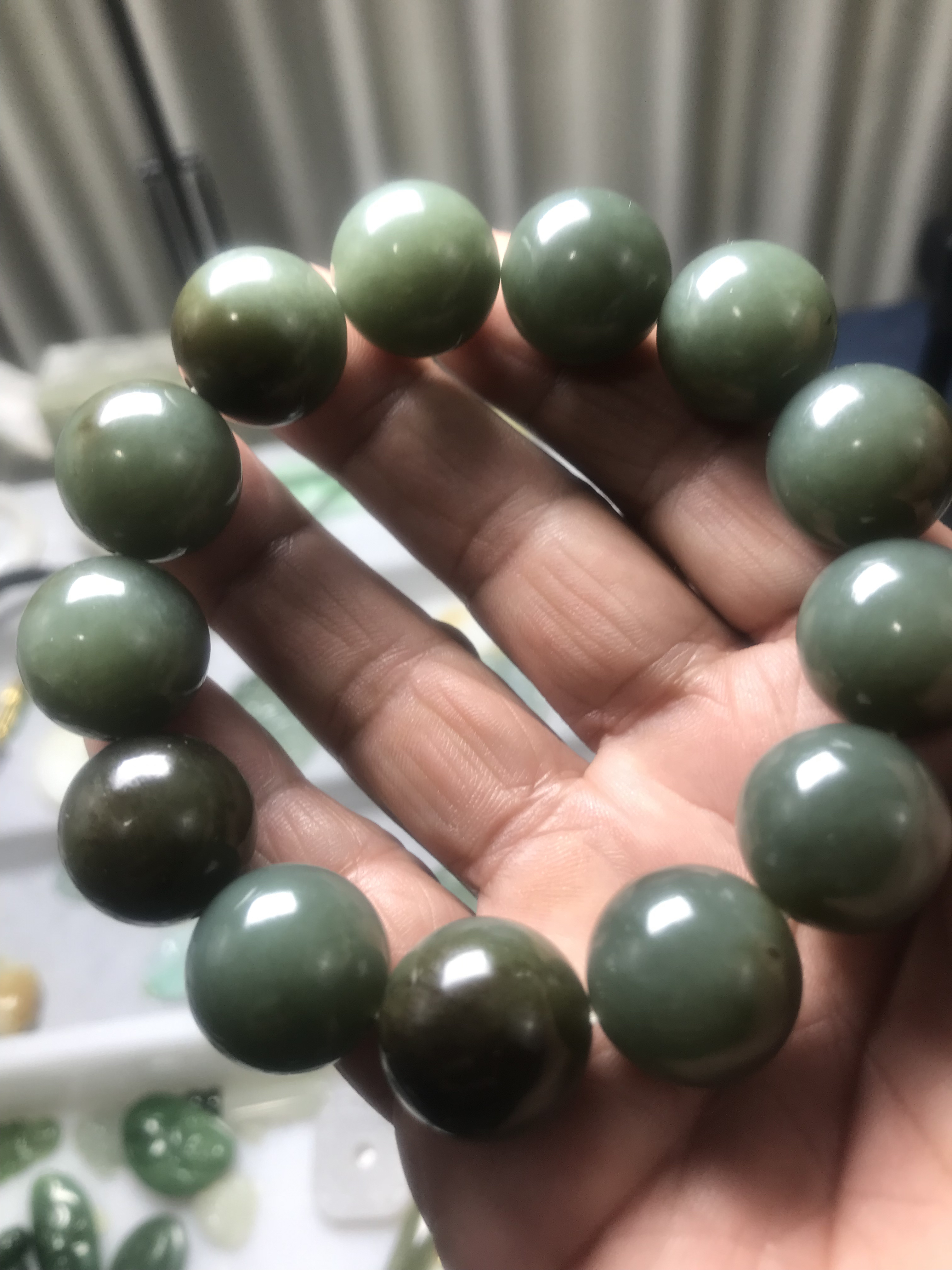 正品和田玉且末料手链