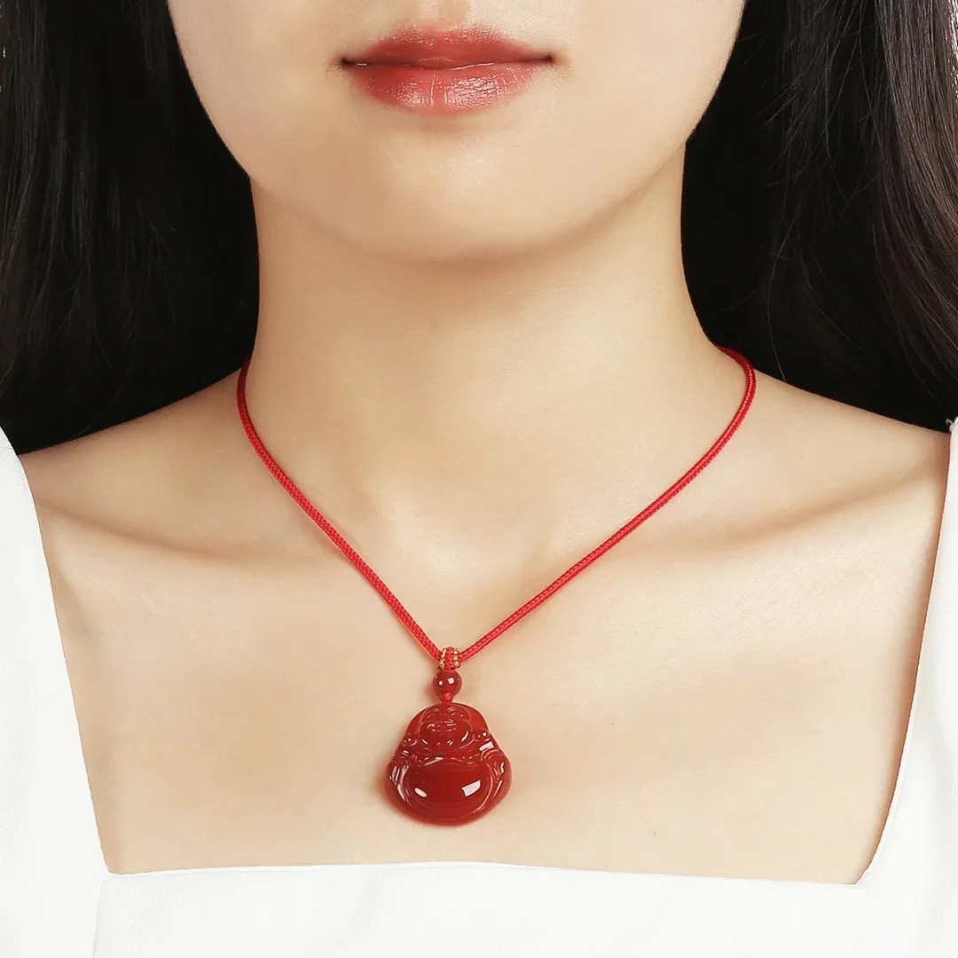 玛瑙吊坠红色玛瑙佛公项链吊坠玉石吊坠