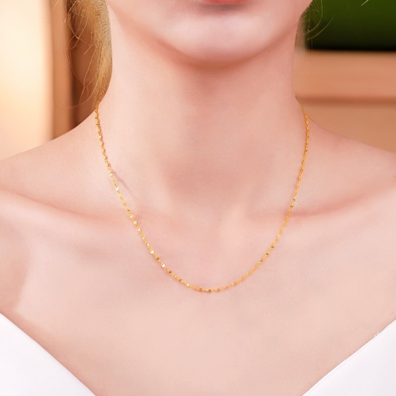 吊坠足银 0紫套链女款时尚百搭简约金色素链坠链可调节