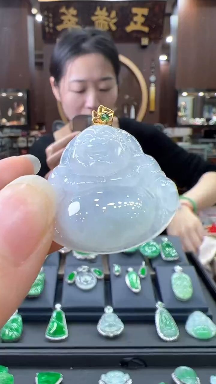 【闪购商品】翡翠颈饰18K金镶嵌佛公