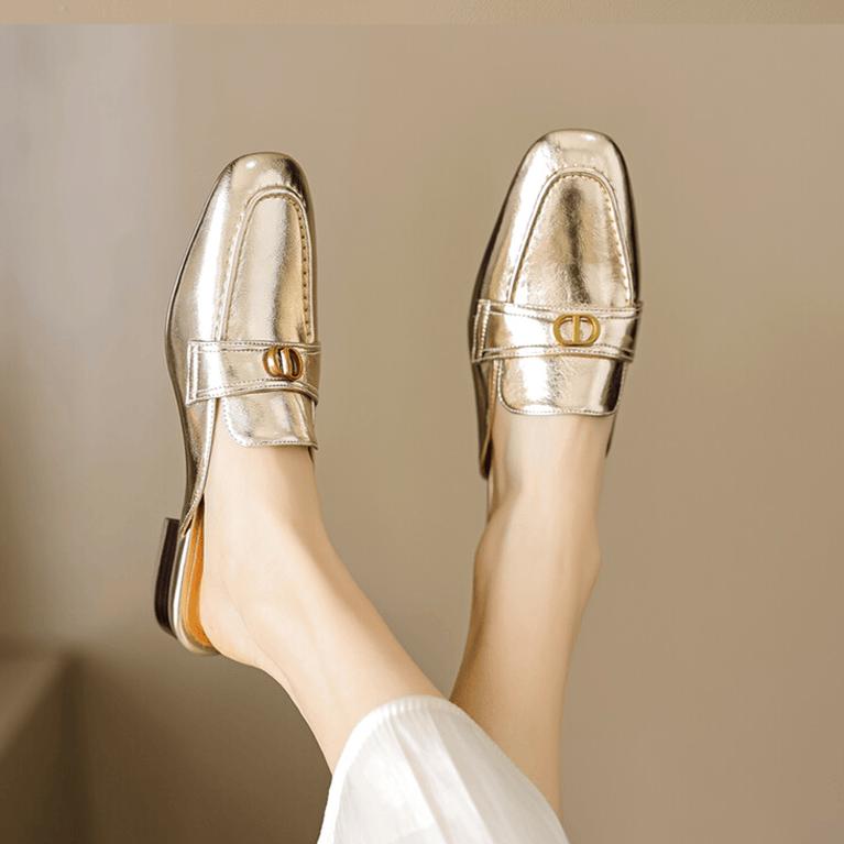 GD法式包头凉拖穆勒外穿舒适方头低跟优雅气质真皮拖鞋CK8802