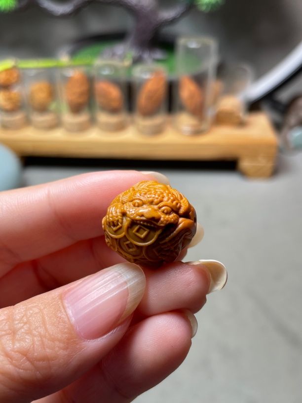 橄榄核文玩单子配珠顶珠2.0招财貔貅守财聚财