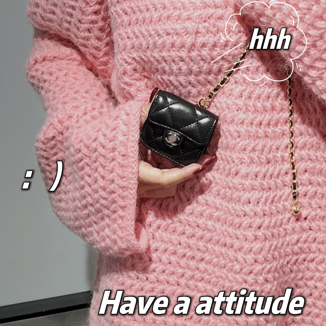 小香风羊皮耳机套适用AirPods2代耳机保护皮革蓝牙苹果耳机包通用