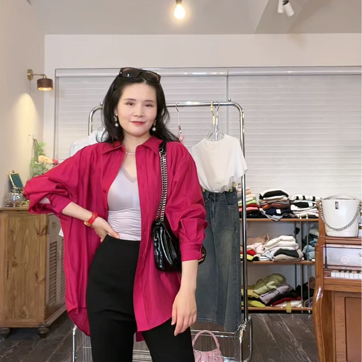 【小黑家】长72高端天S微珠光极简透气宽松版防晒服中长版衬衫A307