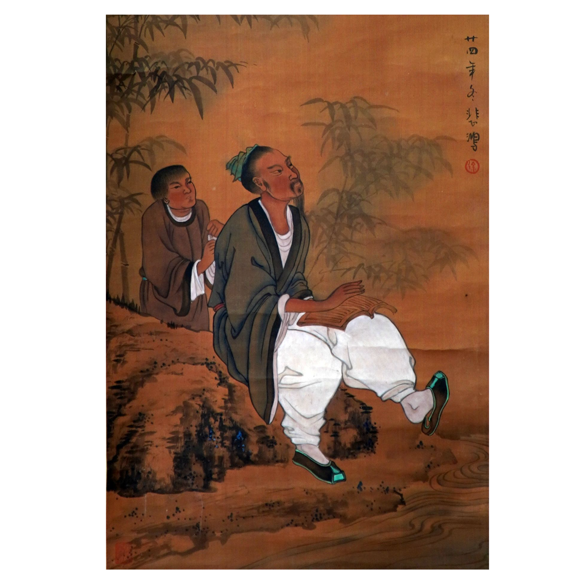 第62期lot44徐悲鸿《读书图》y25101 【古董艺术拍卖品】