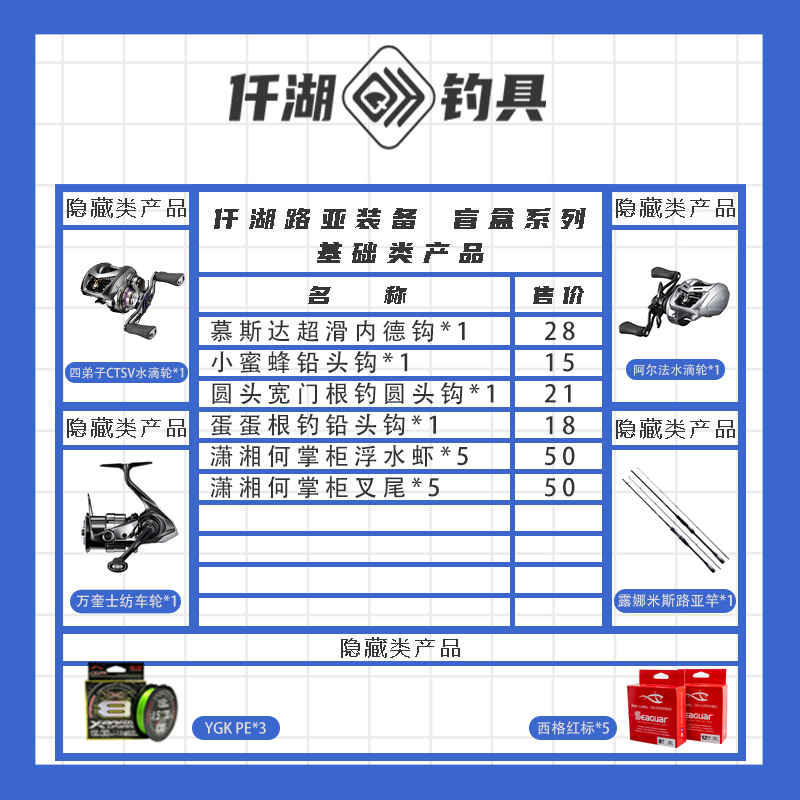 【主播拆盒】仟湖路亚系列盲盒潮玩路亚渔轮鱼竿路亚饵