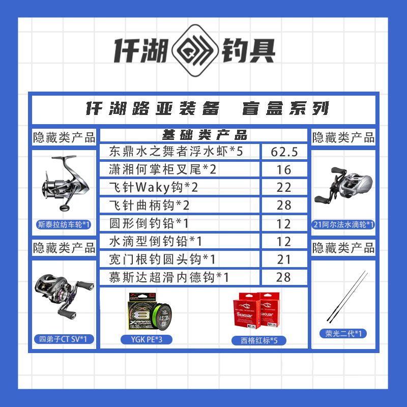 【主播拆盒】仟湖路亚系列盲盒潮玩路亚渔轮鱼竿路亚饵