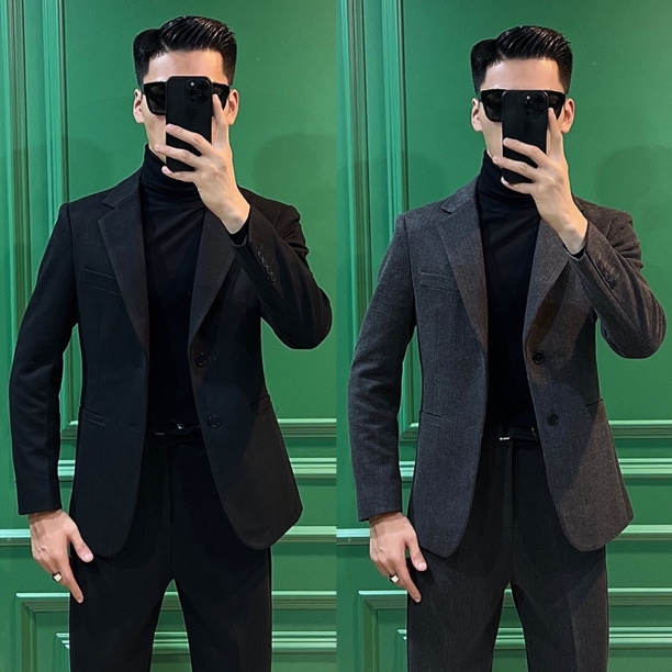 百搭毛呢厚款单西外套 