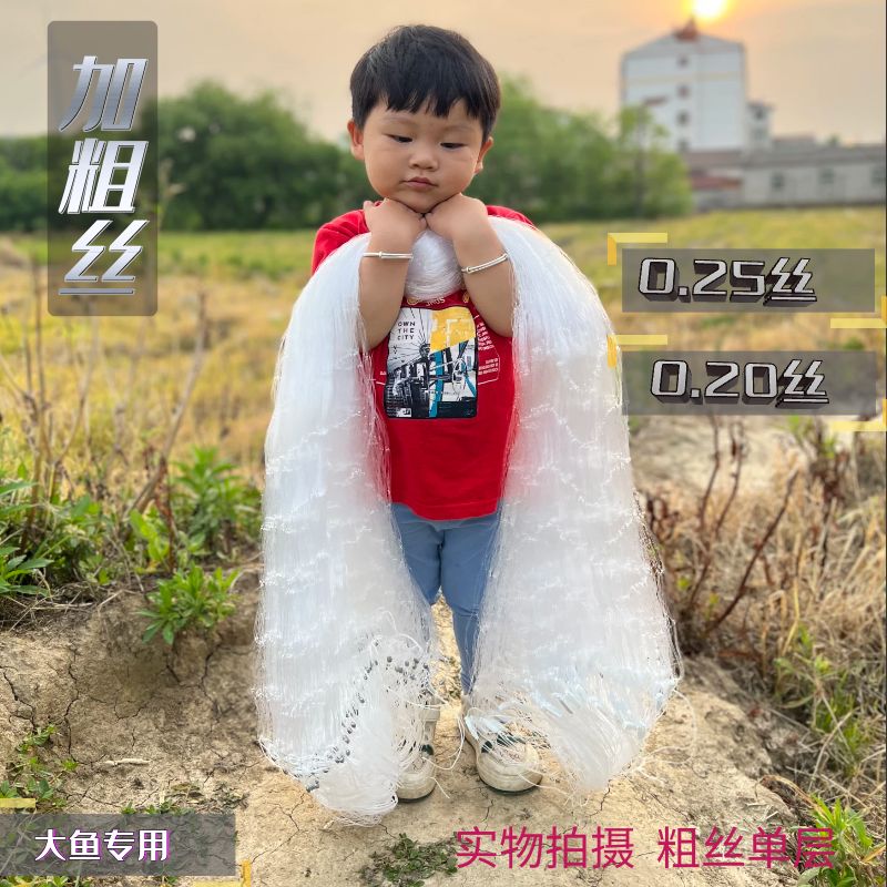 加粗丝单层渔网0.25丝丝甲鱼网捕鱼网挂网丝网大鱼网进口加强丝网