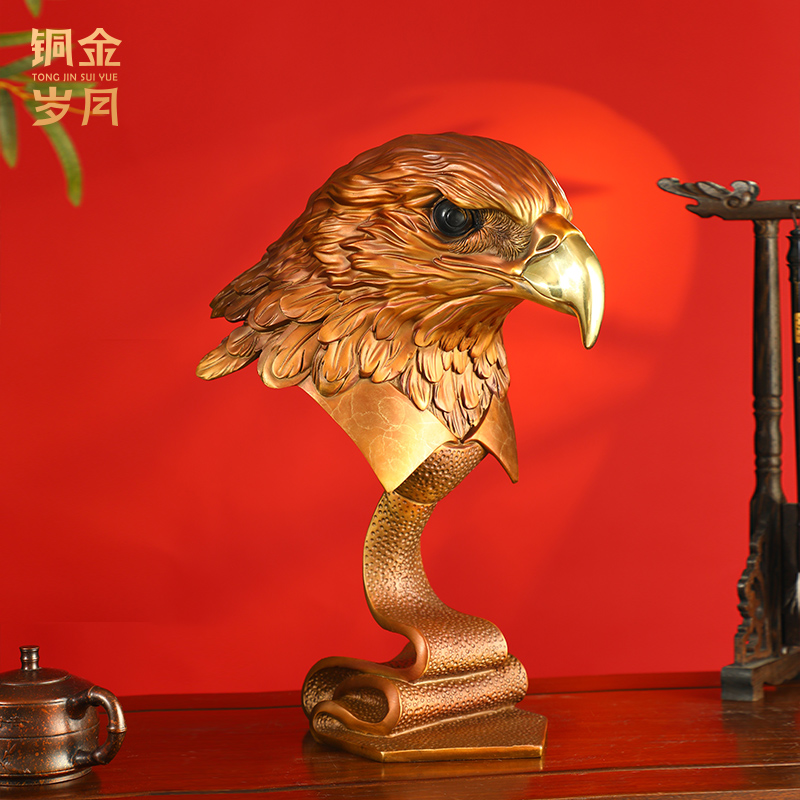 铜金岁月《精英-中号》铜摆件鹰头摆件家居饰品办公室桌面老鹰摆件