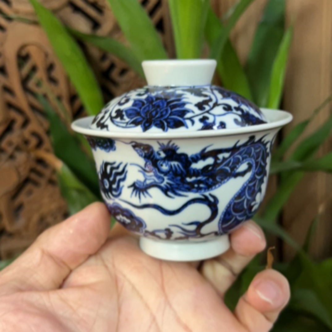 元青花岩茶盖碗110cc口径9cm