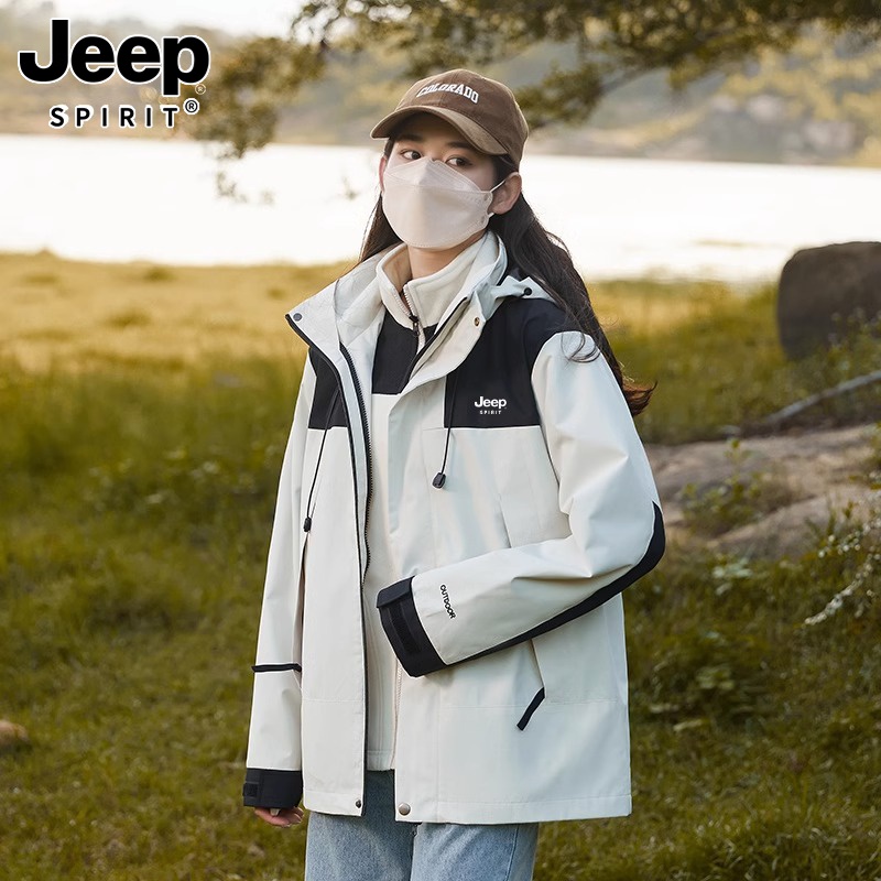 JEEP吉普保暖冲锋衣男款春季加绒运动新款保暖户外时尚冲锋衣女