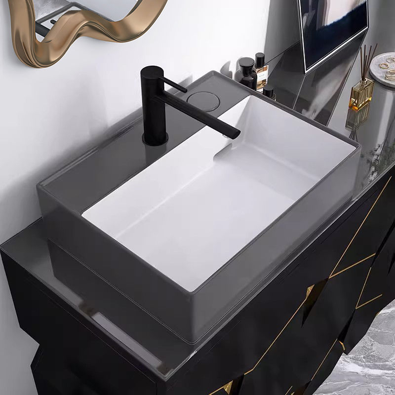 2024陶瓷台上盆大尺寸左右侧排水阳台洗漱面盆洗衣机柜一体洗手盆