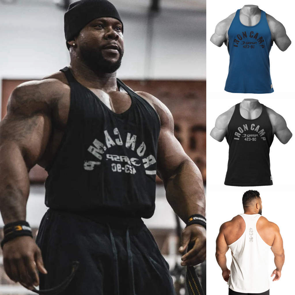 宽松盖世夏季健身无袖运动休闲上衣纯棉吸湿排汗透气背心男士美式