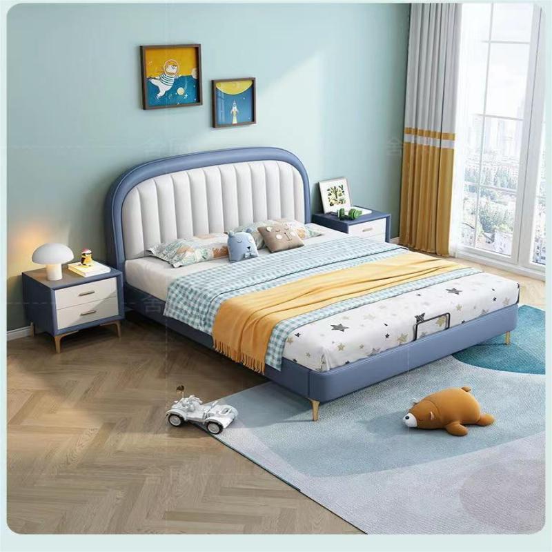 612新款儿童床现代简约女孩公主床1.5米单人轻奢软包男孩实木床