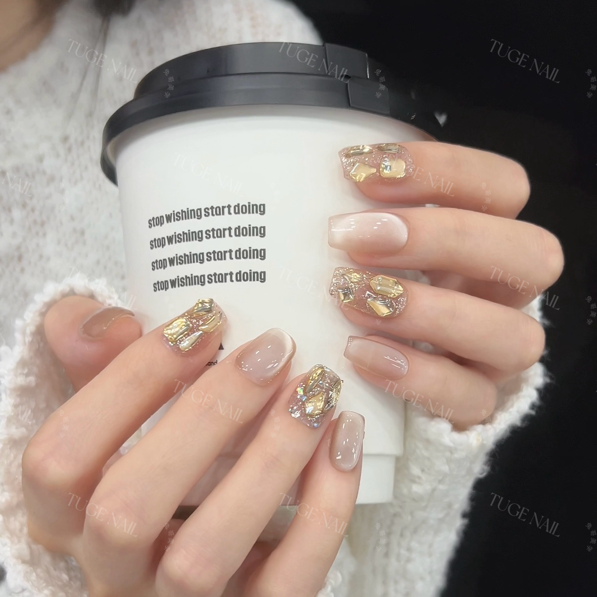 TugeNail“秋水伊人”春夏氛围感猫眼韩系极简设计师穿戴甲-北巷