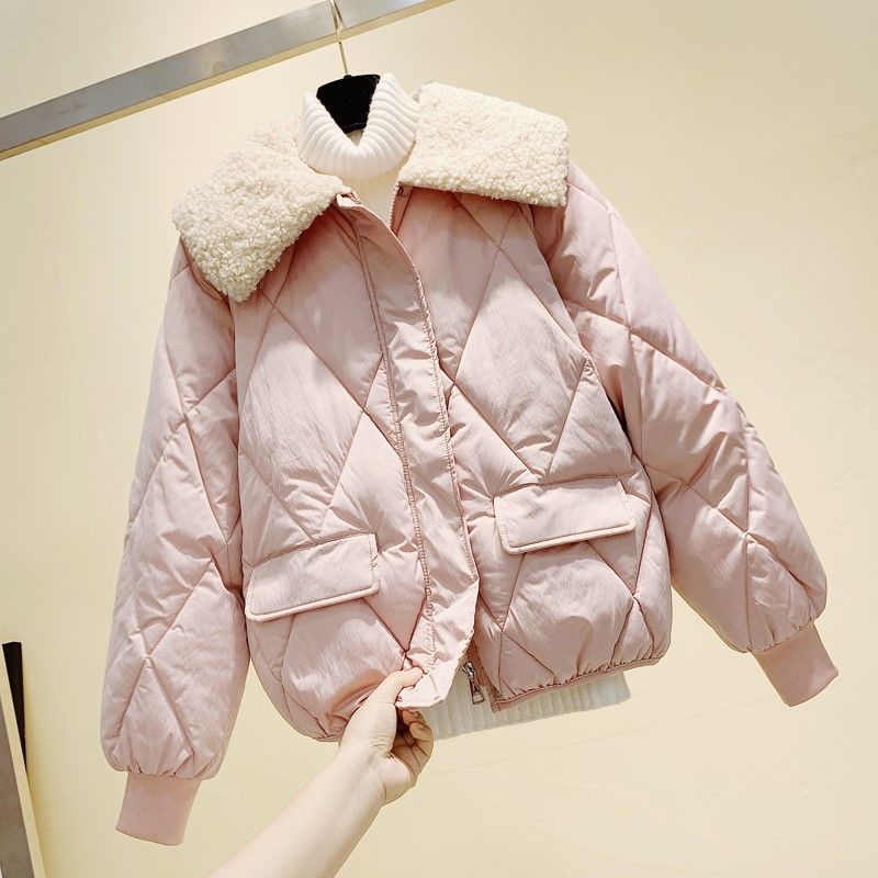 【撤柜】羽绒服新款爆款正品棱形格羊羔毛女士港风东大门户外运动
