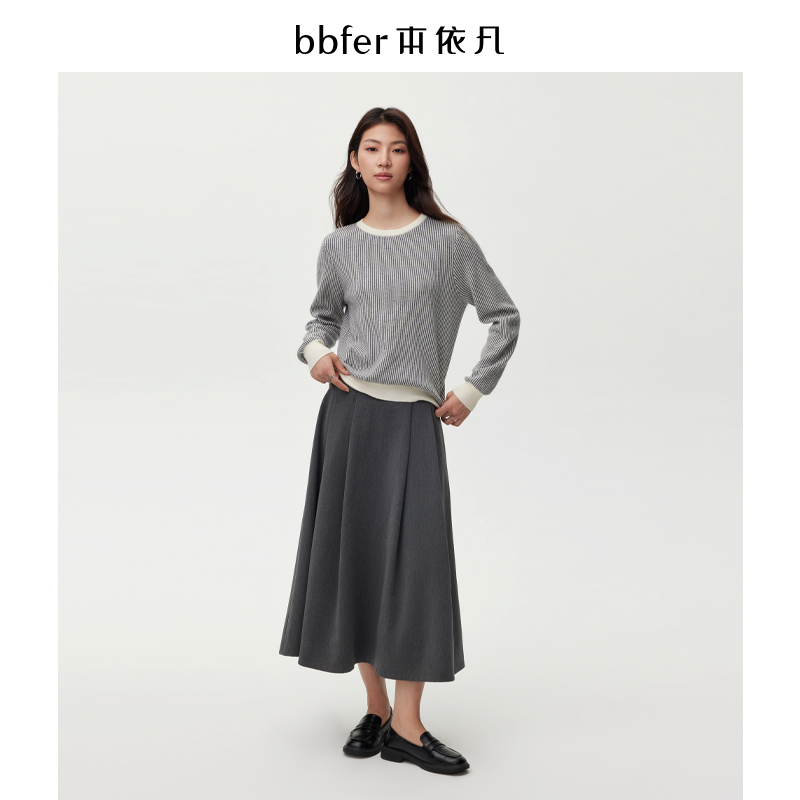 本依凡秋冬通勤女装半身裙SSSYQ0100西装风A字裙厚实保暖长腰裙