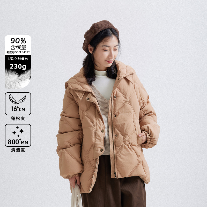 BBFER本依凡冬季女士23年保暖羽绒服TSSYR0191加厚双层翻领拉链短