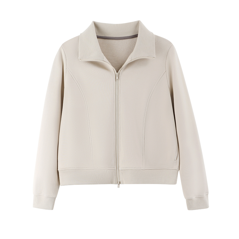 本依凡 春季女士纯色百搭宽松短外套SYSWT0130拉链款时尚长袖外搭