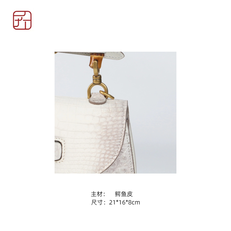 匠人乔皮具【喜马白G鳄鱼竹节手提包】轻奢气质真皮百搭斜挎包